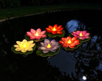 Lilie Blumenlampe Deko Garten LED-Lichter Schwimmblumen, Teichdekoration Gartenhaus Fantasieleuchte Gartenleuchten