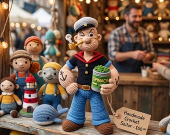 Haakpatroon voor een matrozenpop, handleiding voor een gespierde amigurumi (PDF-download)