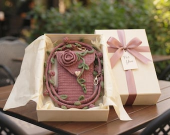 Haakpatroon voor een telefoontasje met rozenmotief, boho bloemen crossbodytasje (PDF-download)