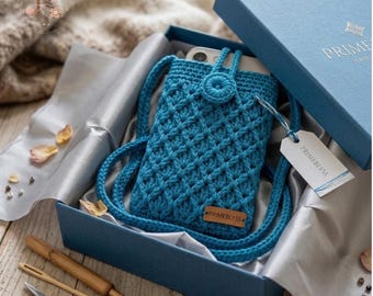 Patroon voor een telefoonhoesje met textuur in haakwerk (PDF), handleiding voor een smartphonetasje (digitale download)