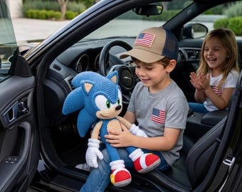 Handleiding voor het haken van een Sonic the Hedgehog amigurumi-pop, digitale PDF-handleiding, PrimeBlyss Store
