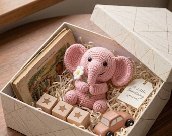 Haakpatroon voor een roze olifantje (amigurumi) | Zittend pluche speelgoed: PDF-handleiding (digitale download)