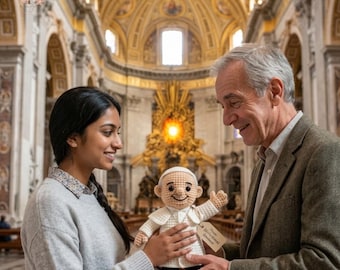 Haakpatroon voor een poppetje van Paus Franciscus, amigurumi PDF-handleiding, katholieke heilige amigurumi (digitale download)