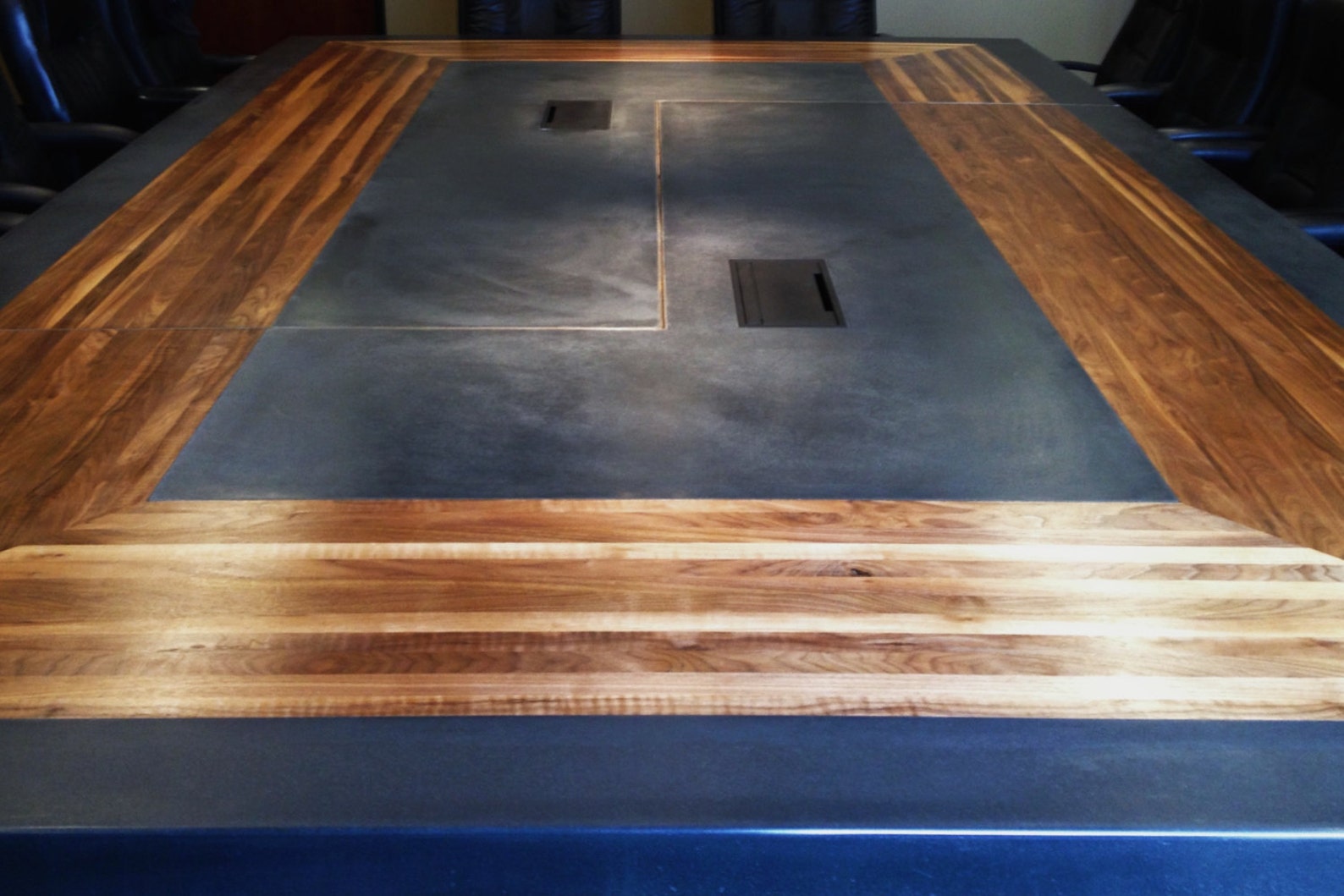 Concrete Table with Wood Inlay Etsy