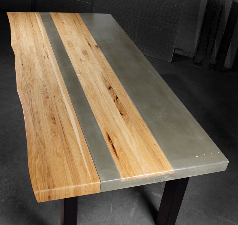 Concrete Wood & Steel Dining Kitchen Table Etsy