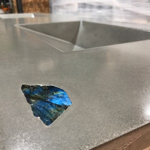 Concrete sink handmade integral concrete countertop sink Double vanity sink with invisible slot drain concrete ramp style custom sink