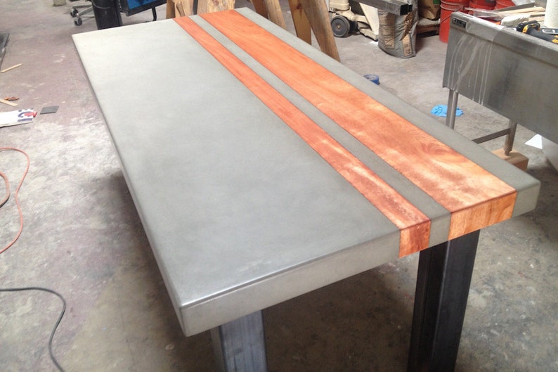 Concrete Wood Steel Dining Kitchen Table 50