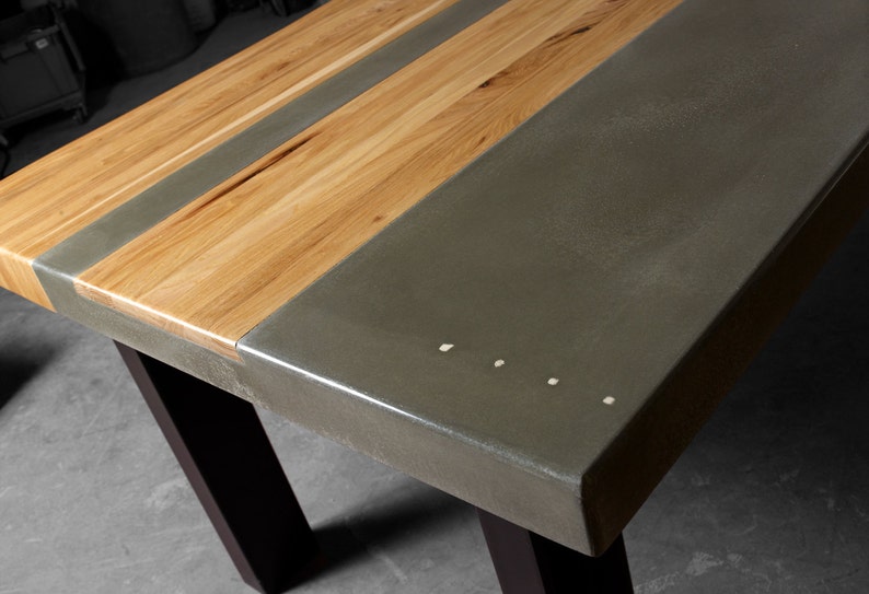 concrete wood & steel dining kitchen table