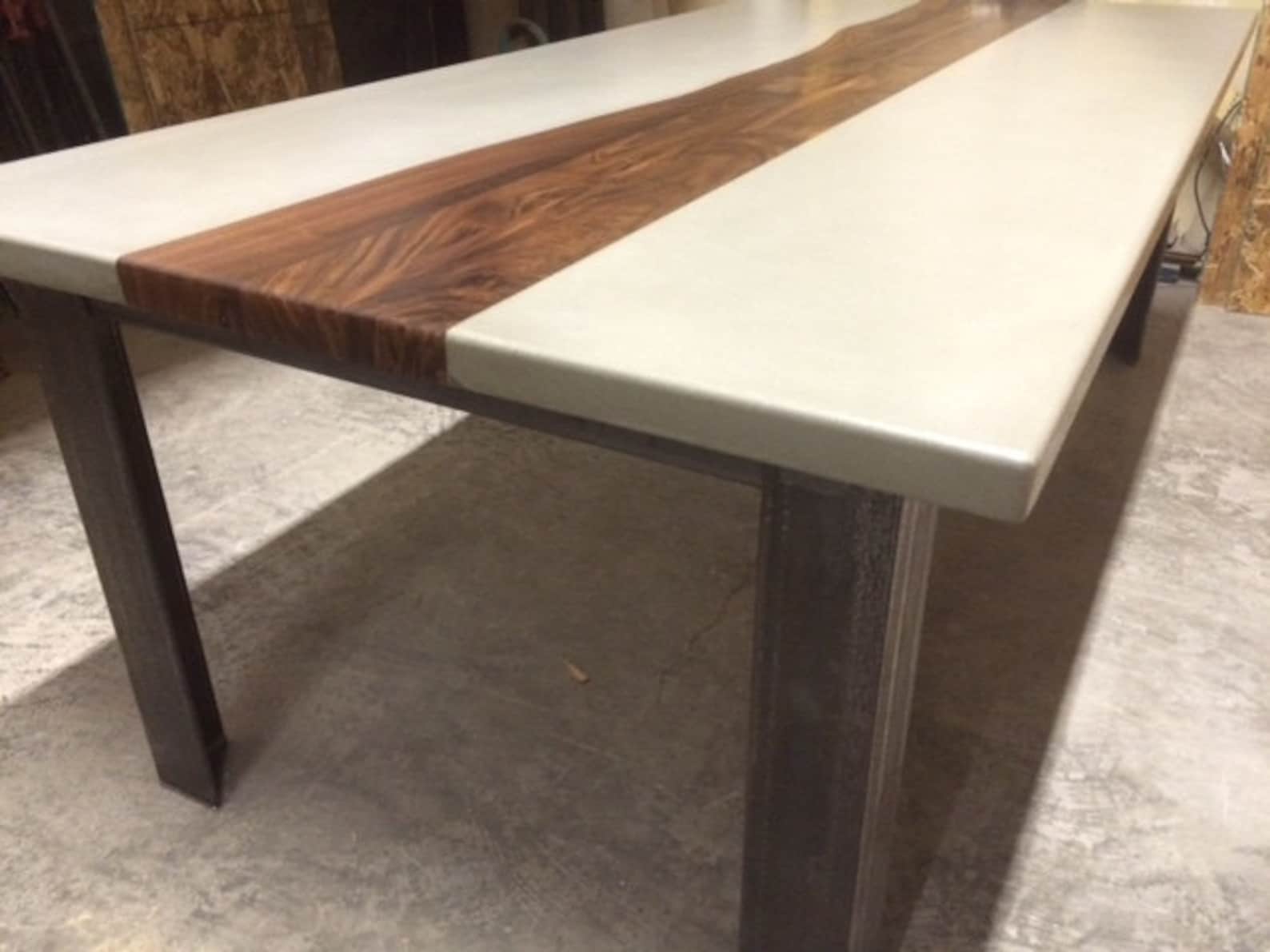 Custom Concrete Wood and Metal Tables Etsy
