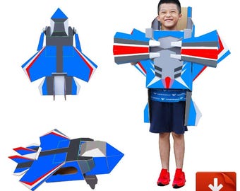 Transformer Thundercracker Costume DIY PDF – Kids Cardboard Jet Armor Template, Printable Papercraft Cosplay