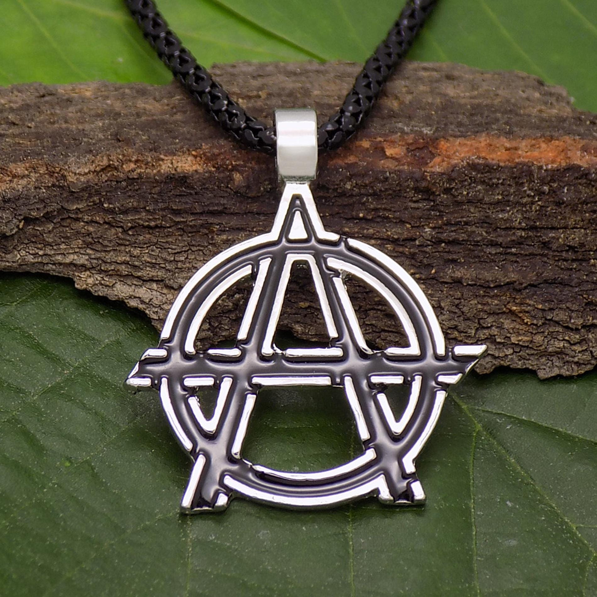 Anarchy Rope Chain Anarchy Symbol Necklace Anarchism Sign Punk Revolution Chaos Amulet ...