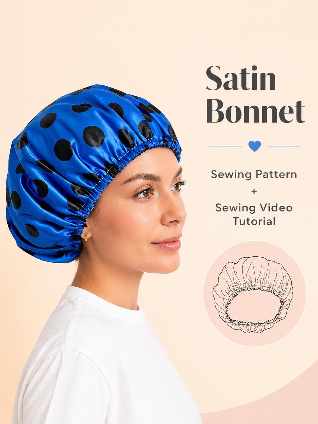 Satin Bonnet Sewing Pattern | Reversible Double Layer Hair Cap With ...