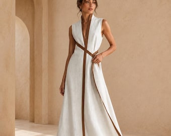 Summer Women Holiday Sleeveless Maxi Dress, Casual V Neck  Party Dress,  Loose Elegant Chic