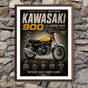 Retro Kawasaki Poster - Etsy