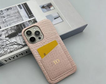 Custom Monogram Faux Leather Phone Case for iPhone 17 16 15 14 Pro Max, Personalized Initials Cover, Ideal Gift for Her & Him