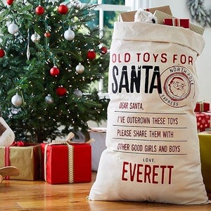 Old Toys for Santa Sack~ Personalized Santa Sack ~ Santa Bag ~ Gift Bag