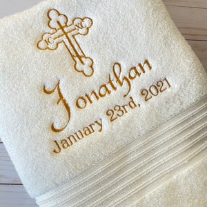 Baptism Towel Christening Towel Baptism Towels Orthodox Personalized Baptism Towel Baptism Gift Christening Gift image 1