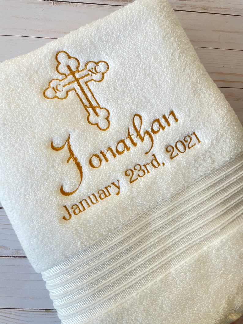 Baptism Towel Christening Towel Baptism Towels Orthodox Personalized Baptism Towel Baptism Gift Christening Gift image 1