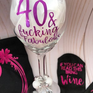 40th birthday gift 40th birthday shirt 40th birthday wine glass 40th birthday socks image 4
