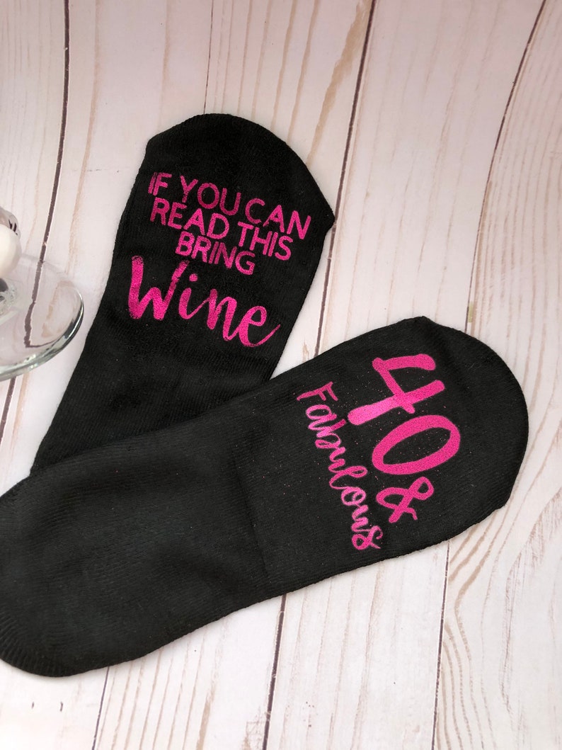 40th birthday gift 40th birthday shirt 40th birthday wine glass 40th birthday socks image 2