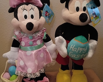 Mickey Mouse Minnie Mouse Easter Greeters Plush Figures 2016 NWT Disney Rare