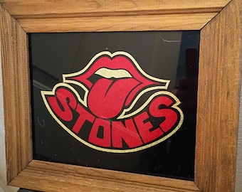 Vintage Late 1970s Rolling Stones Tongue Carnival Amusement Park Souvenir Prize Mirror Wall Art