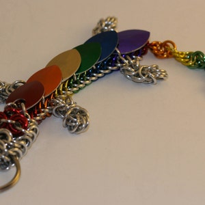 Rainbow Pride Dragon Chainmaille Keychain image 2