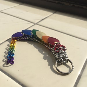 Rainbow Pride Dragon Chainmaille Keychain image 3