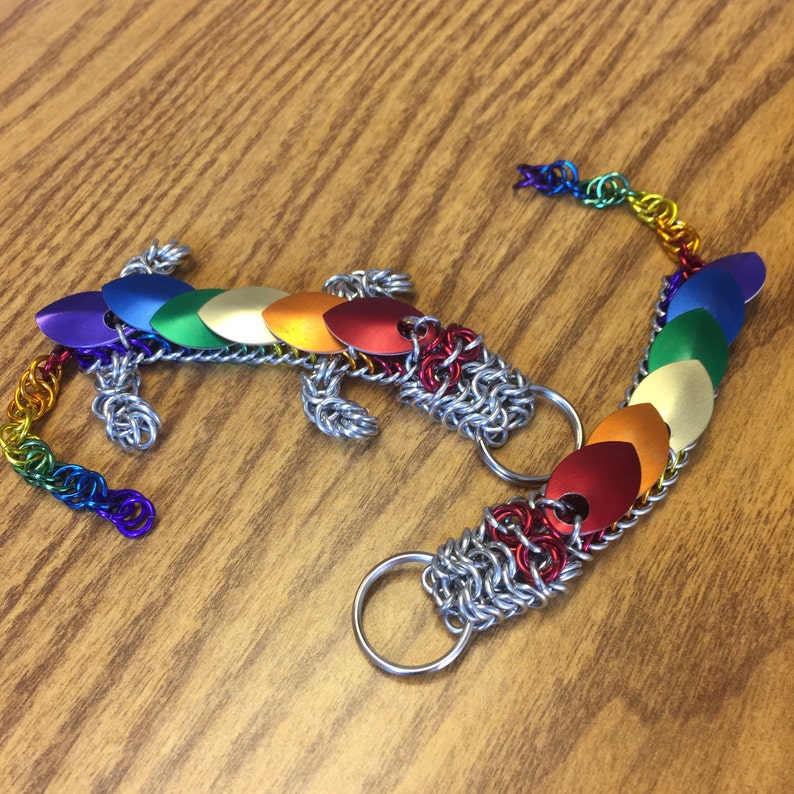 Rainbow Pride Dragon Chainmaille Keychain image 5