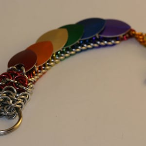 Rainbow Pride Dragon Chainmaille Keychain image 1