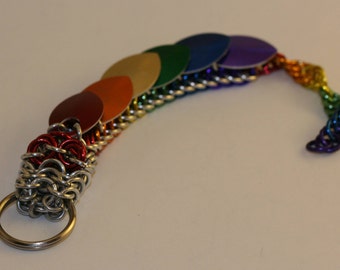 Rainbow Pride Dragon Chainmaille Keychain