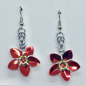 Scale Flower Chainmail Earrings