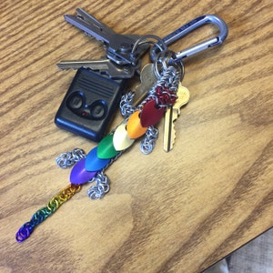 Rainbow Pride Dragon Chainmaille Keychain image 6