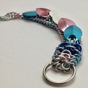 Transgender Pride Dragon Chainmaille Keychain