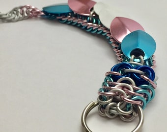 Transgender Pride Dragon Chainmaille Keychain
