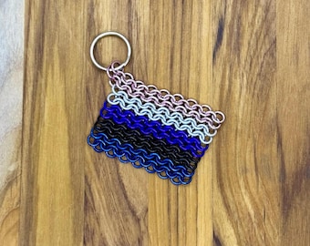 Gender Fluid Pride Flag Chainmail Sensory Swatch Fidget Keychain LGBTQ+