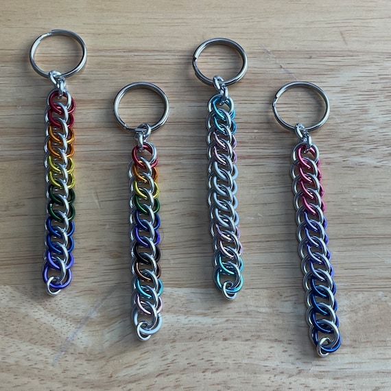 3.75" LGBTQ+ Pride Half Persian Chainmail Keychain