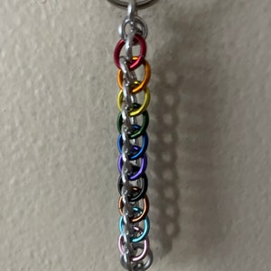 3.75" LGBTQ+ Pride Half Persian Chainmail Keychain LGBT+ Progress