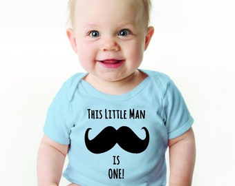 This Little Man is One, Mustache First Birthday Outfit Boy, Baby Boy Mustache Shirt, One Year Old Boy, Birthday Boy, First Birthday Shirt