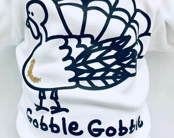 Thanksgiving Baby Outfit, Turkey Baby Shirt, Turkey Baby Outfit, Turkey Baby Boy, Baby Girl Turkey Outfit, Festive Baby Holiday Baby Gobble