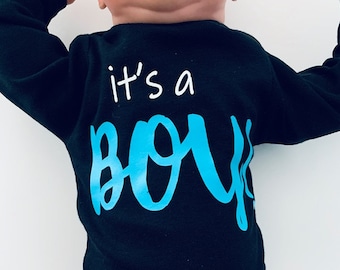 Het is een jongen! Zwangerschapsaankondiging Geboortekaartje Geslacht Onthullen Outfit voor Jongens, Baby Shower Gift voor Baby Boy, Pasgeboren Jongen Kleding