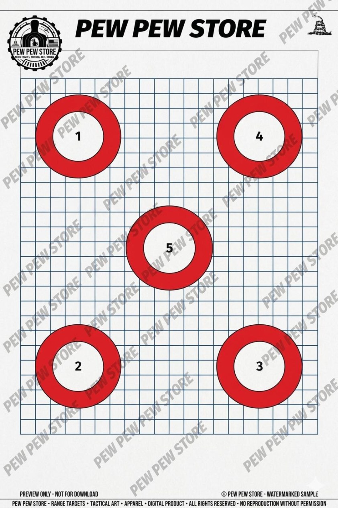 Printable 5 Bullseye Grid Shooting Target PDF SVG Rifle Sight in ...