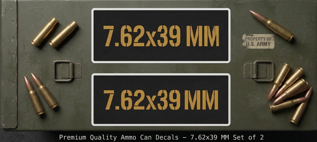 2 Pack Ammo Can Stickers 7.62x39 MM Caliber Label Decal Gun Storage ...