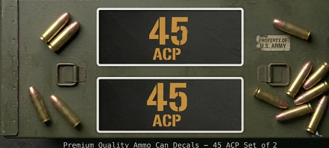 2 Pack Ammo Can Stickers 45 ACP Caliber Label Vinyl Decal Gun Storage ...