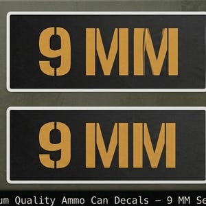 2er-Pack Munitionskisten-Aufkleber, Kaliber 9 mm, Vinyl-Aufkleber, Waffenaufbewahrung
