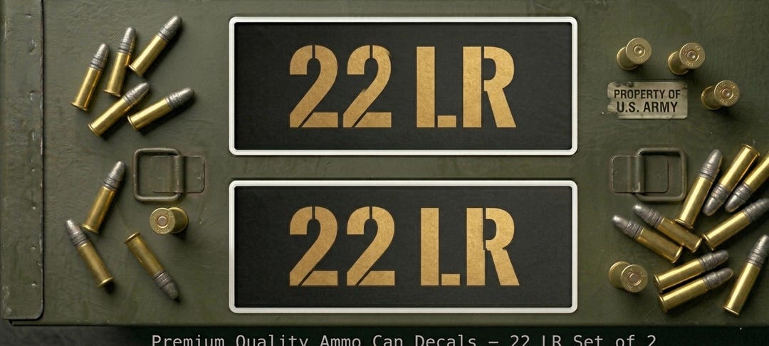 2 Pack Ammo Can Stickers 22 LR Caliber Label Vinyl Decal Gun Storage ...