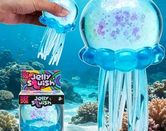 Soft Jellyfish Squeeze Ball with Glitter to Relieve Anxiety. Fun and Sensory Jellyfish Stress Ball, Cute Squeeze Toy Suitable for All Ages.