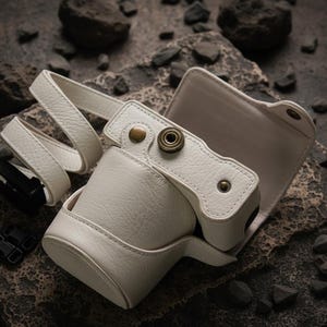 Elegante funda de cuero para cámara: Estuche con textura granulada para Canon R50 R50V R100, regalo de cumpleaños para papá o mamá fotógrafos.