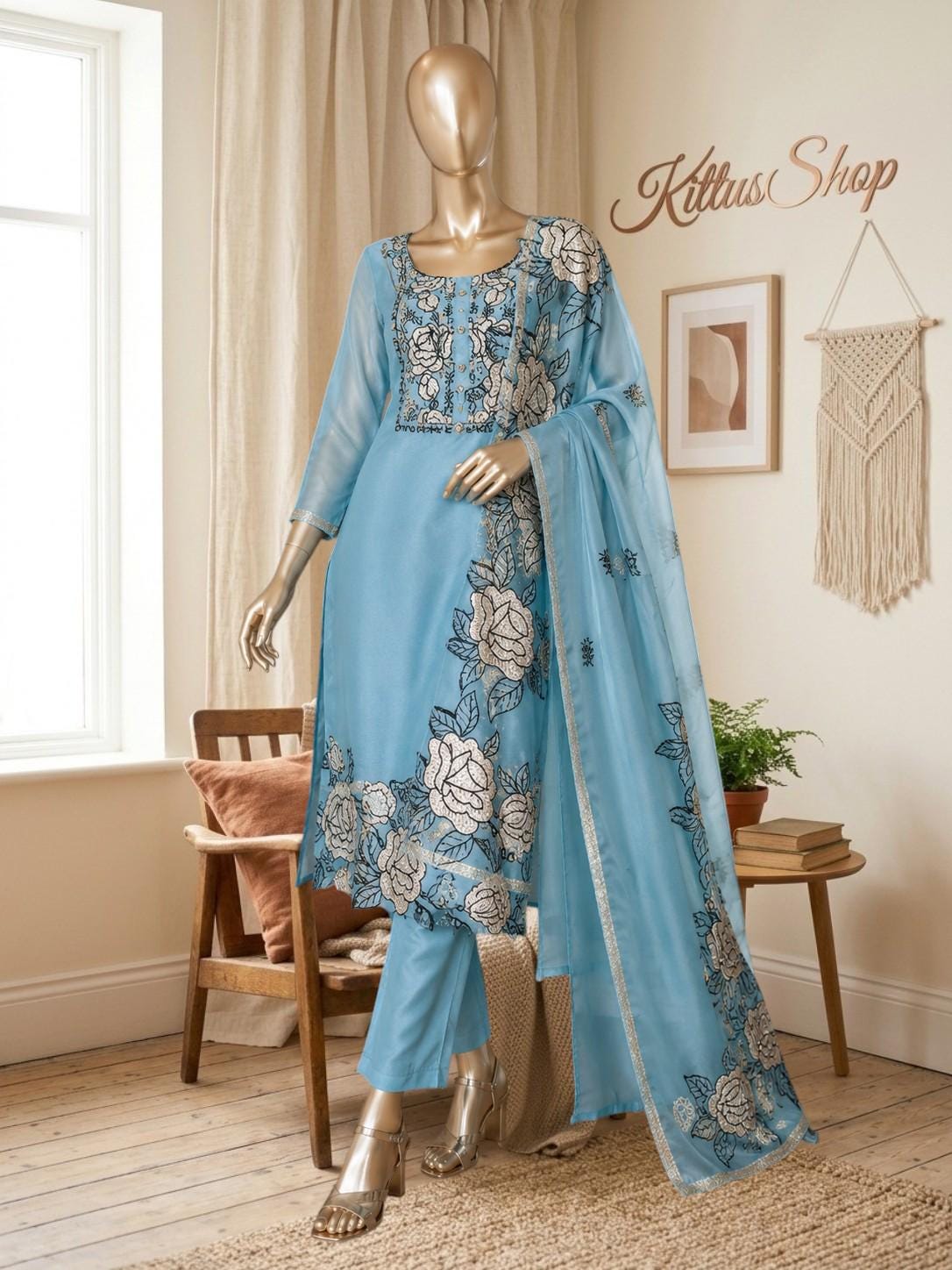 cute flowery dress Girls Textured Floral Dress