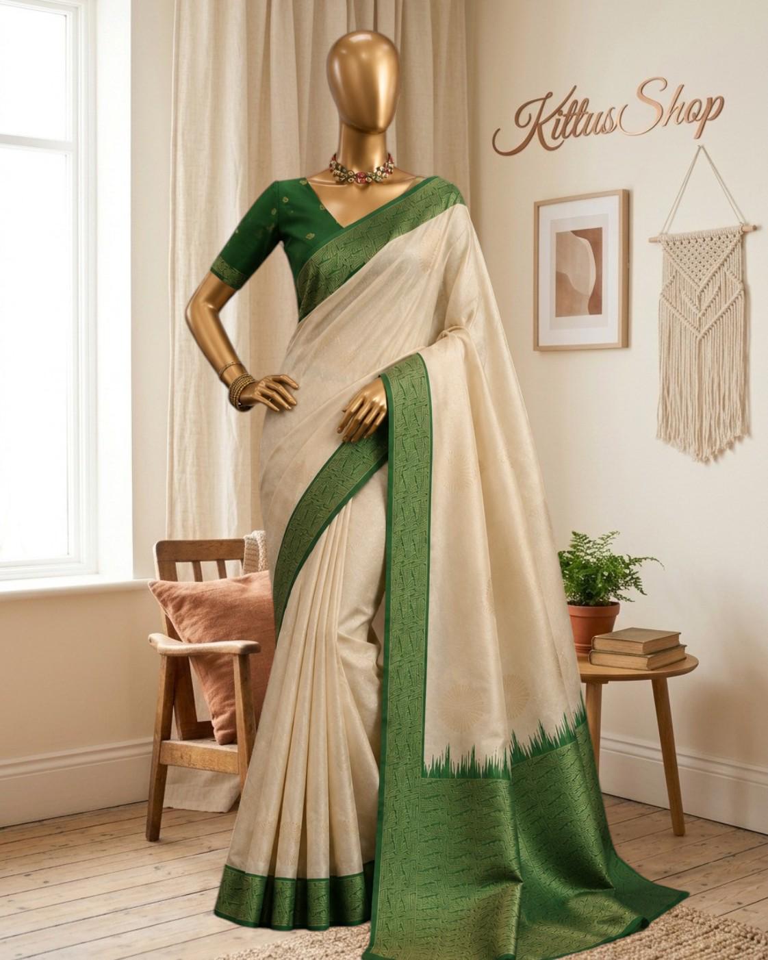 Made Ready Wear Pre Stitch Pleated Saree and Custom Stitch Blouse - Wedding Party Wear Paper Silk Weaving Work Hand Crafted Sari and Top